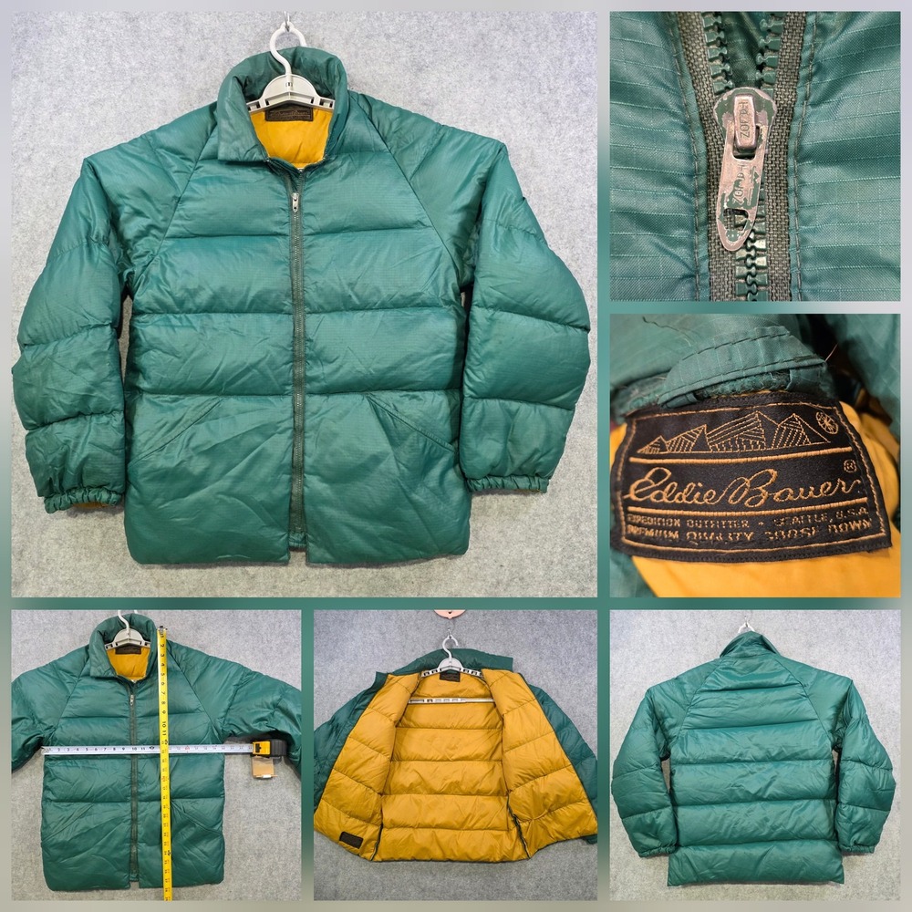Vintage Eddie Bauer Jacket Mens Large? Green Puffer Nylon Talon Zip Coat Outdoor